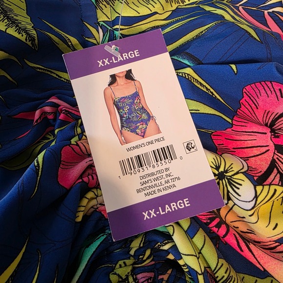 LOFT Other - Loft Swim Blue Tropical Floral Ruched One Piece Swimsuit XXL NWT